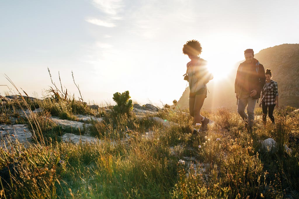 Family out on a nature hike.